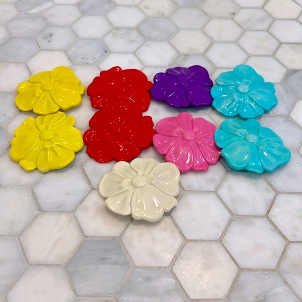 BUNDLE 9 Vintage Multi Colored Colorful Flower Hair Clips Barrettes